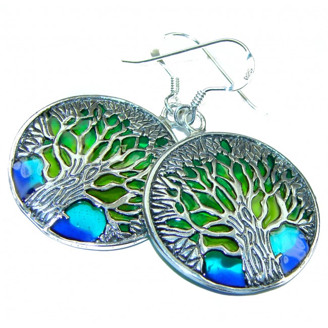 Family Tree Enamel .925 Sterling Silver earrings