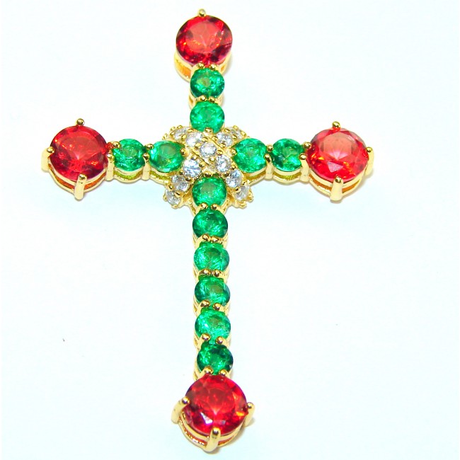 Chrome Diopside .925 Sterling Silver Pendant / Cross