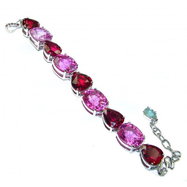 Paradise Pink and Red Topaz .925 Sterling Silver handcrafted Bracelet