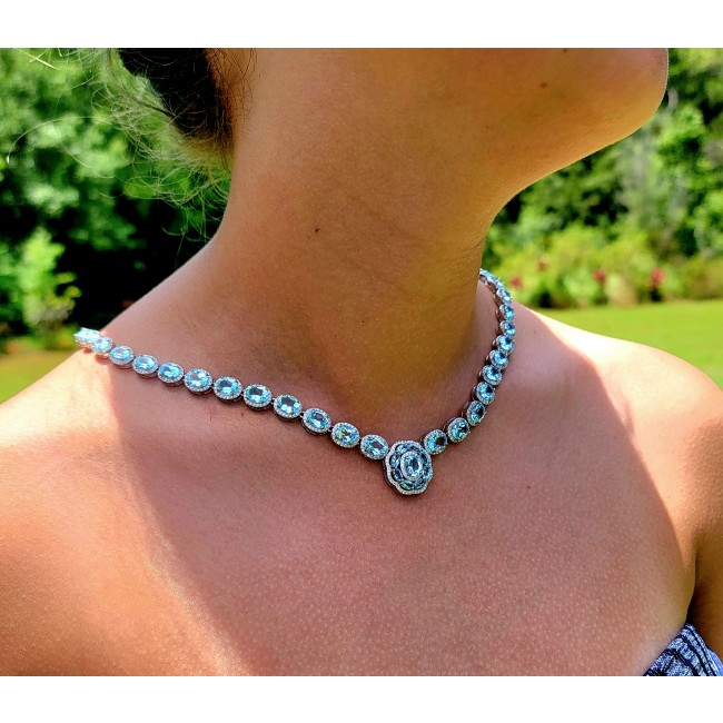 A Wild Ocean genuine Swiss Blue Topaz .925 Sterling Silver handmade necklace