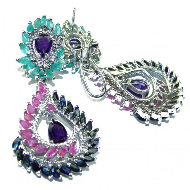 Anushka Amethyst Ruby Emerald Sapphire .925 Sterling Silver handcrafted earrings