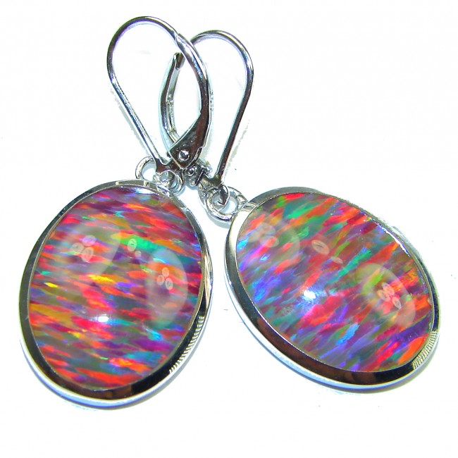 Precious Australian Doublet Opal .925 Sterling Silver handmade earrings