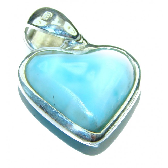 Posh Angel's Heart amazing quality Larimar .925 Sterling Silver handmade pendant