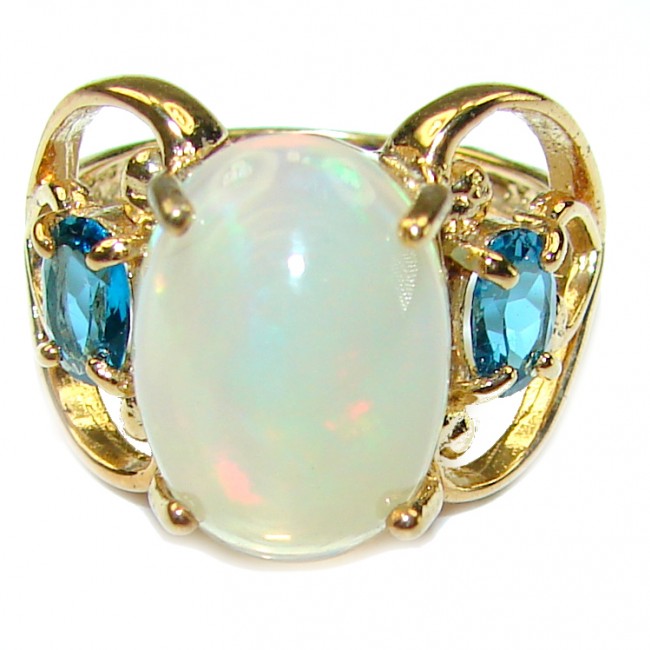 Classic Beauty Genuine 10.5 carat Ethiopian Opal 14K Gold over.925 Sterling Silver handmade Ring size 7