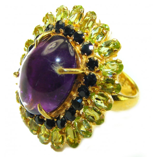 Purple dream Amethyst 14K Gold over .925 Sterling Silver handcrafted ring size 6 1/4