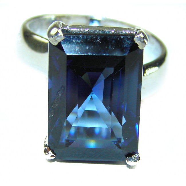 Magic Perfection 12.5 carat London Blue Topaz .925 Sterling Silver Ring size 8 1/4