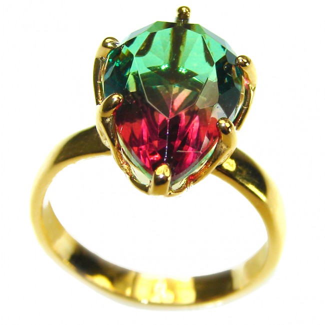 Brazilian Tourmaline 18K Gold over .925 Sterling Silver Perfectly handcrafted Ring s. 6 3/4
