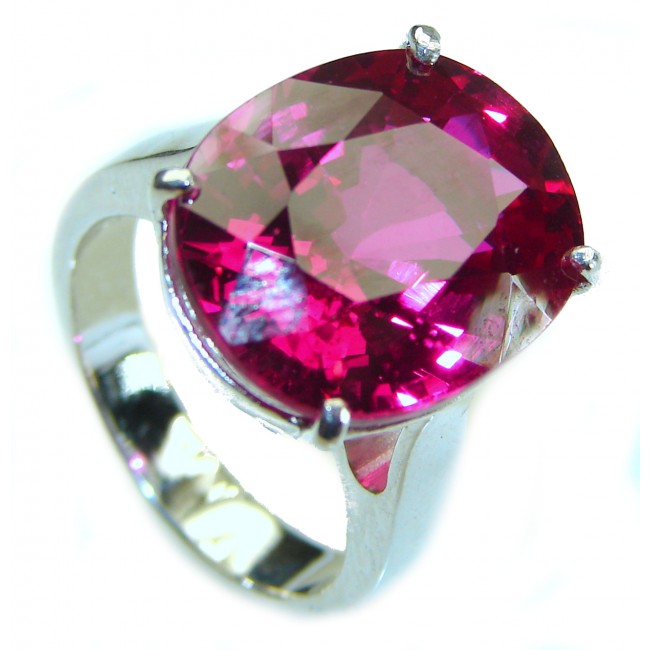 22.5 carat OVAL cut Pink Topaz .925 Silver handcrafted Cocktail Ring s. 8