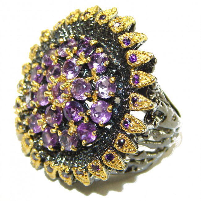 Purple dream Amethyst 14K Gold over .925 Sterling Silver handcrafted ring size 7 1/4