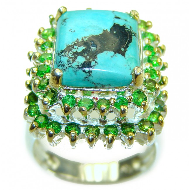 Arizona Beauty authentic Turquoise .925 Sterling Silver large handcrafted Ring size 8 3/4