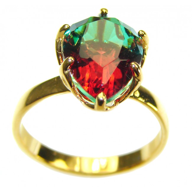 Brazilian Tourmaline 18K Gold over .925 Sterling Silver Perfectly handcrafted Ring s. 8 1/4