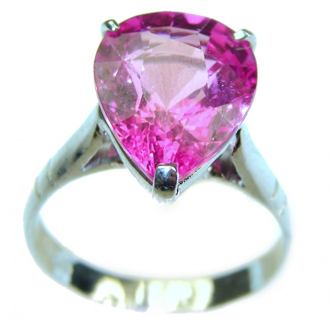 Pink Drop 8.5 carat Pink Topaz .925 Silver handcrafted Cocktail Ring s. 8 3/4