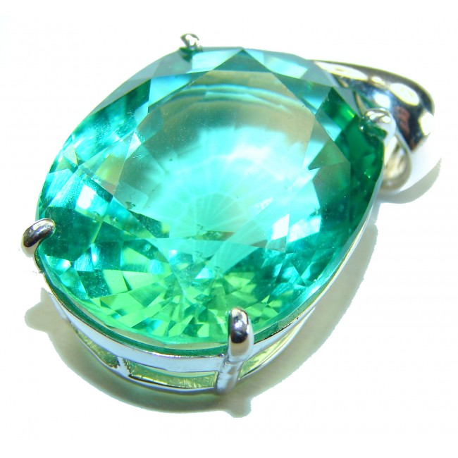 Superior quality 15.2 carat Fresh Green Topaz .925 Sterling Silver Pendant