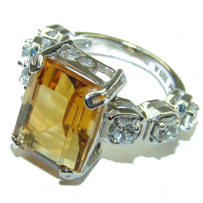 Authentic Citrine .925 Sterling Silver handmade Cocktail Ring s. 6 3/4