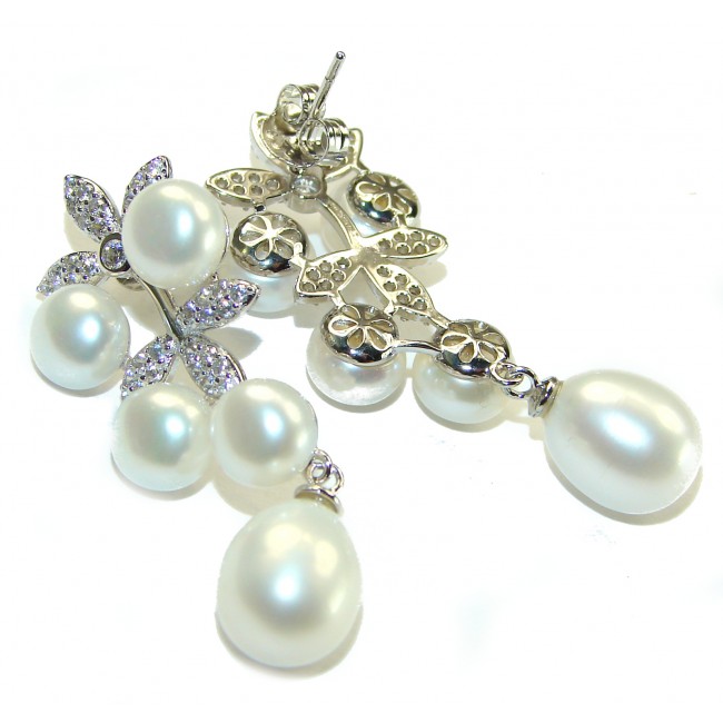Luxurious Style Fresh Pearl .925 Sterling Silver handcrafted Earrings