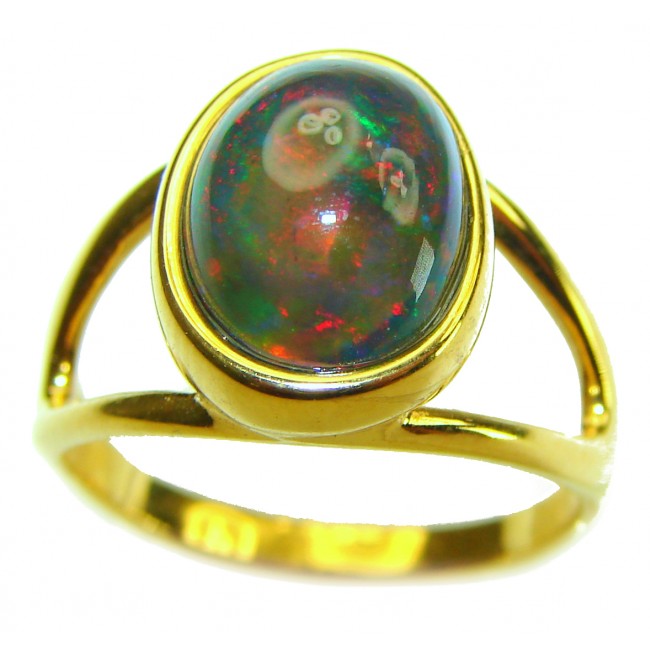 A Cosmic Power Genuine 6.5 carat Black Opal 18K Gold over .925 Sterling Silver handmade Ring size 7