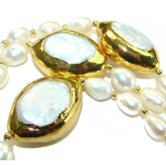 Baroque Style Beauty Freshwater Pearl 14K Gold over .925 Sterling Silver handcrafted Bracelet