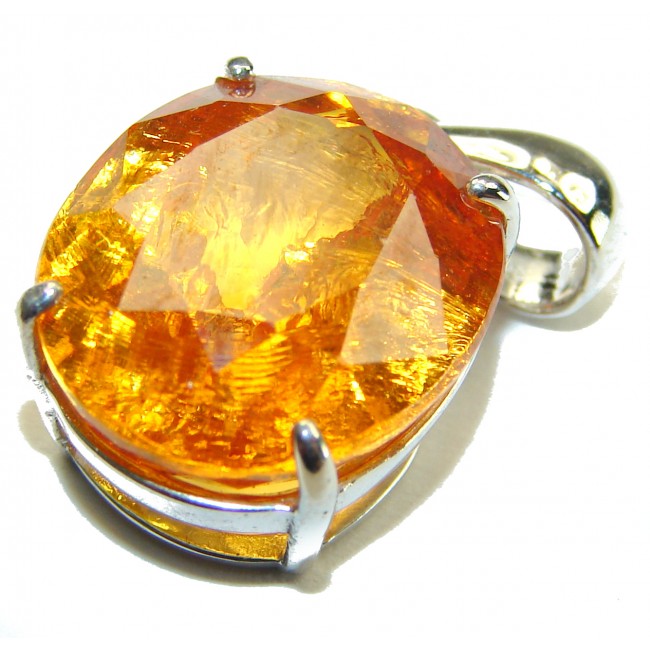 Perfection 14.5 carat Yellow Sapphire .925 Sterling Silver handcrafted pendant