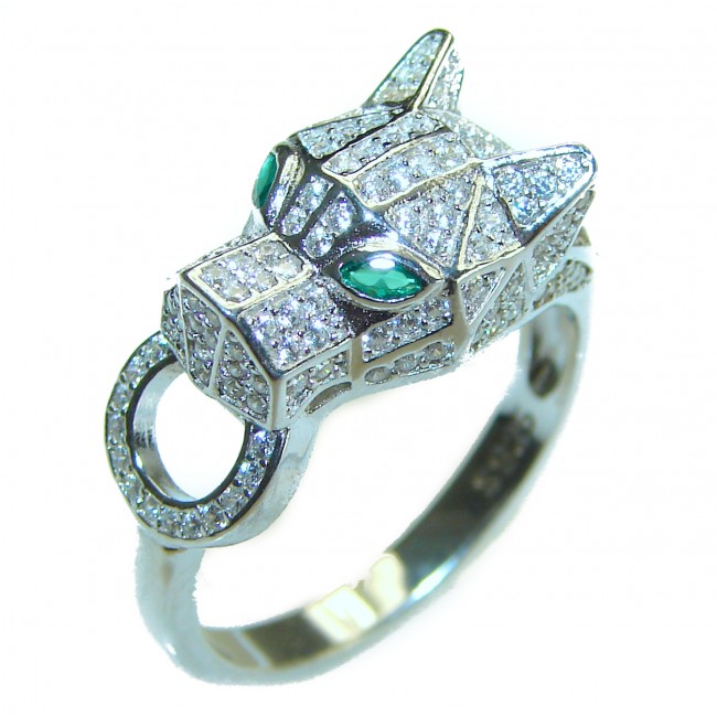 Gephard authentic Emerald .925 Sterling Silver handmade Statement Ring s. 8