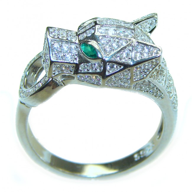 Gephard authentic Emerald .925 Sterling Silver handmade Statement Ring s. 8