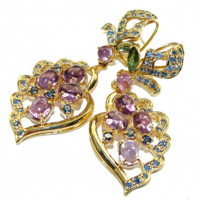 Miabella Amethyst Sapphire 14K Gold over .925 Sterling Silver handcrafted earrings