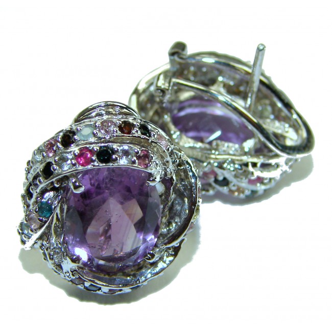 Fancy authentic Amethyst Tourmaline .925 Sterling Silver handcrafted earrings