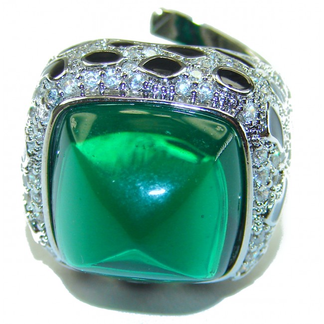 Green Royalty Topaz .925 Sterling Silver handmade Large Ring s. 6