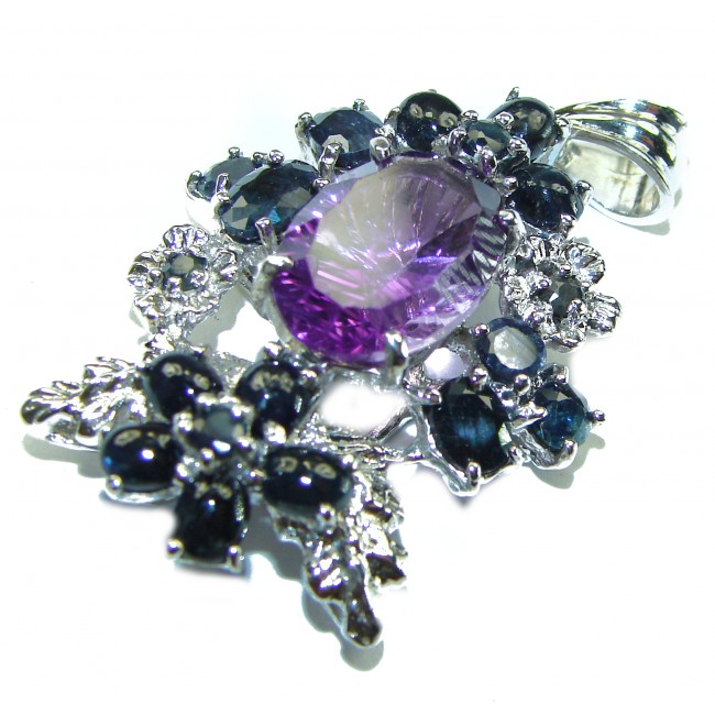 Amethyst and Sapphire .925 Sterling Silver handmade Pendant