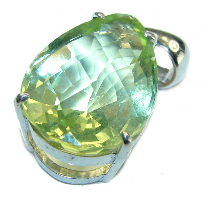 Vintage Design 20.2 carat Green Amethyst .925 Sterling Silver handcrafted Pendant