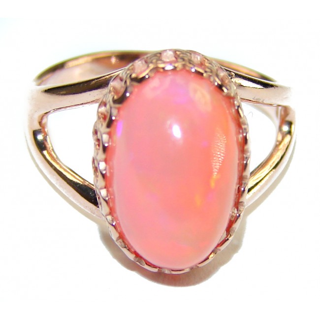 Pink Galaxy Ethiopian Opal 18K Rose Gold over .925 Sterling Silver handcrafted Ring size 6