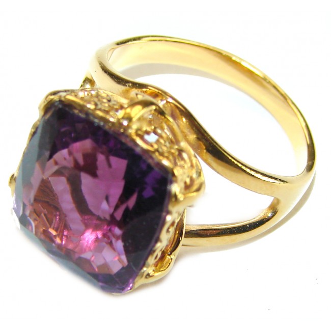 Spectacular Amethyst 14K Gold over .925 Sterling Silver Handcrafted Ring size 7 1/2