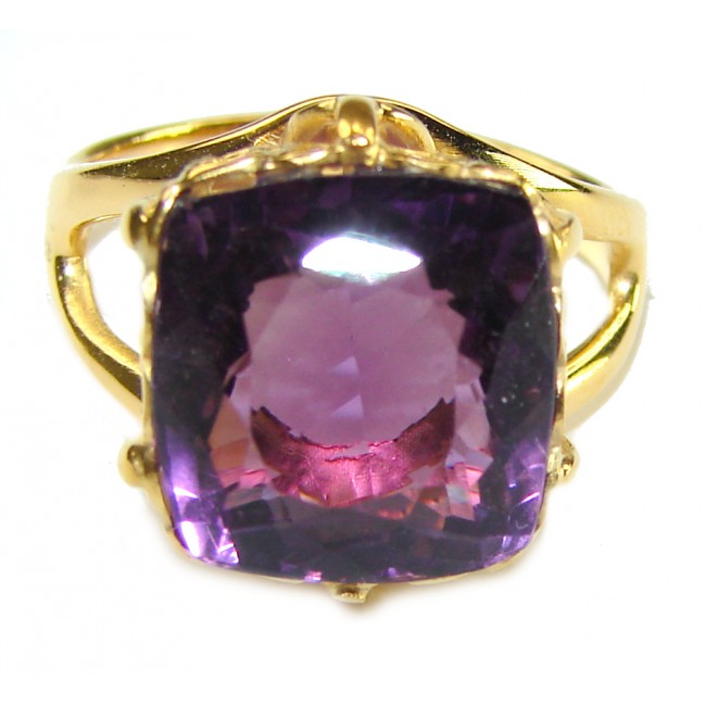 Spectacular Amethyst 14K Gold over .925 Sterling Silver Handcrafted Ring size 7 1/2