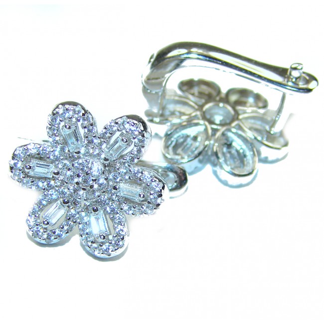 Precious Flowers authentic White Topaz .925 Sterling Silver Earrings