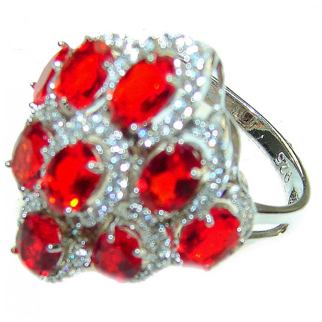Rare Authentic Red Helenite .925 Sterling Silver ring s. 7 1/2