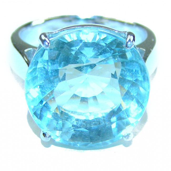 Authentic Aquamarine .925 Sterling Silver Handcrafted Ring size 6