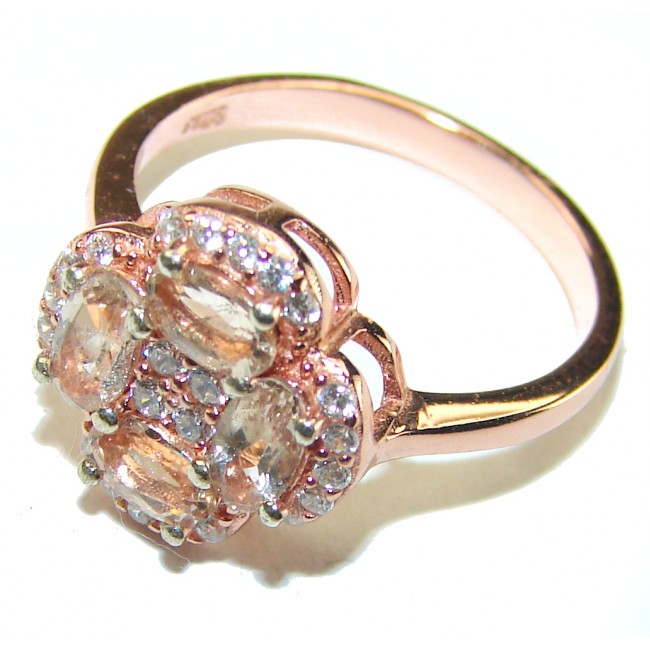 Exceptional Morganite 14K Rose Gold over .925 Sterling Silver handcrafted ring s. 6