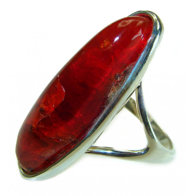 A Beauty of Nature Natural Mexican Fire Opal .925 Sterling Silver handmade ring size 10 1/4