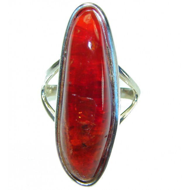 A Beauty of Nature Natural Mexican Fire Opal .925 Sterling Silver handmade ring size 10 1/4