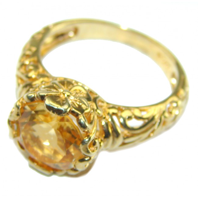 Authentic Citrine 14K Gold over .925 Sterling Silver handmade Cocktail Ring s. 9