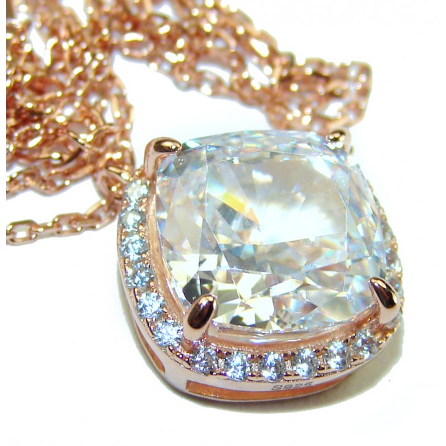 Graceful White Topaz 14K Rose Gold over .925 Sterling Silver handcrafted necklace