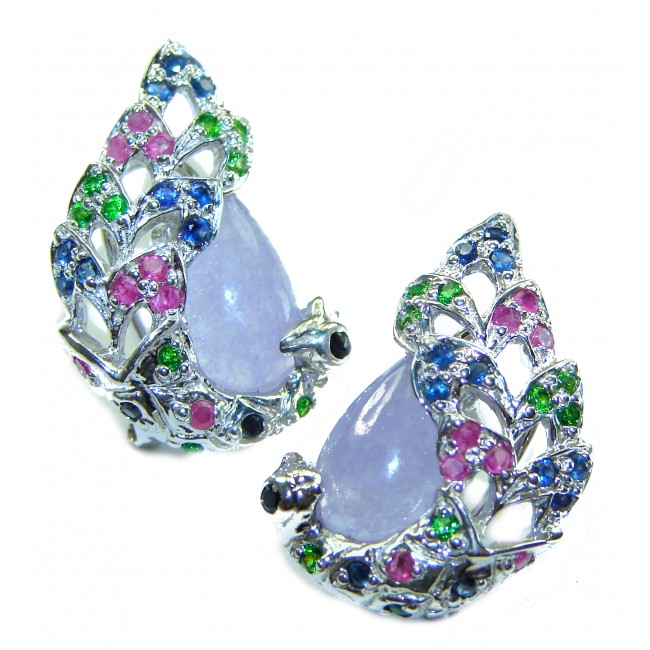 Luxurious Style Natural Tanzanite .925 Sterling Silver handmade earrings