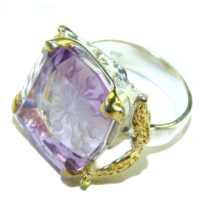 Sublime 19.5 carat authentic Ametrine .925 Sterling Silver handcrafted Ring s. 7 1/4