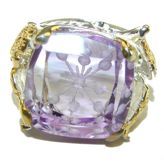 Sublime 19.5 carat authentic Ametrine .925 Sterling Silver handcrafted Ring s. 7 1/4