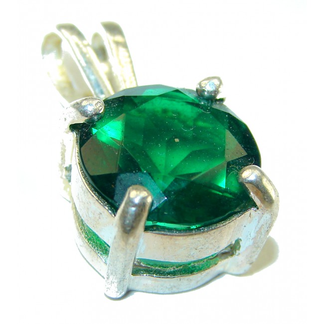 Genuine green Topaz .925 Sterling Silver handmade Pendant