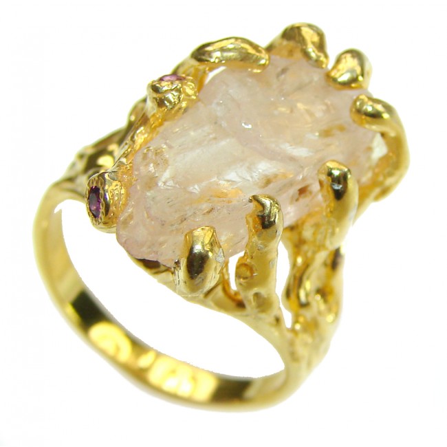 A Cosmic Power Genuine Rough Citrine 14K Gold over .925 Sterling Silver handmade Ring size 8