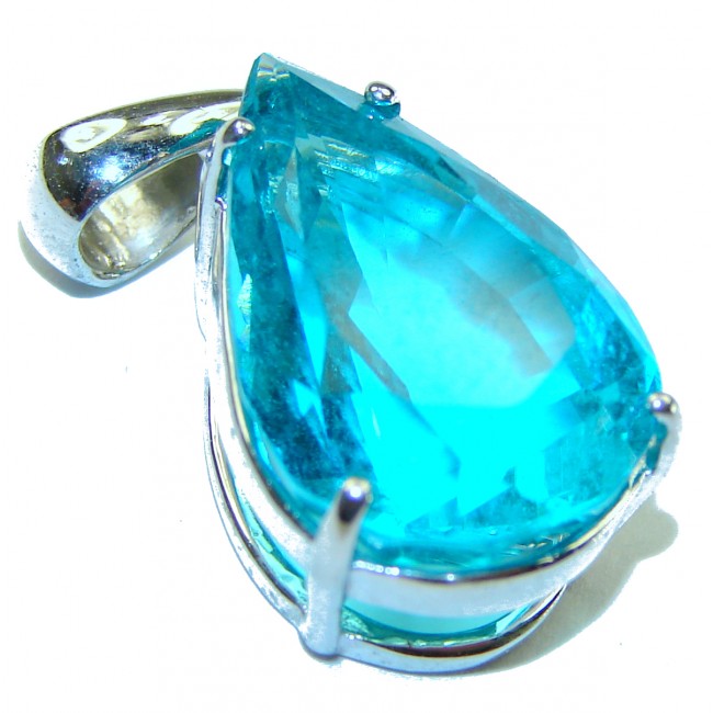 Precious Treasure Swiss Blue Topaz .925 Sterling Silver handmade Pendant