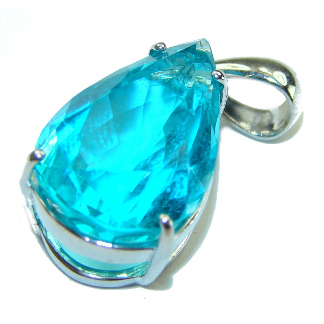 Precious Treasure Swiss Blue Topaz .925 Sterling Silver handmade Pendant