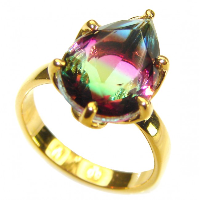 Brazilian Tourmaline 18K Gold over .925 Sterling Silver Perfectly handcrafted Ring s. 7 1/2