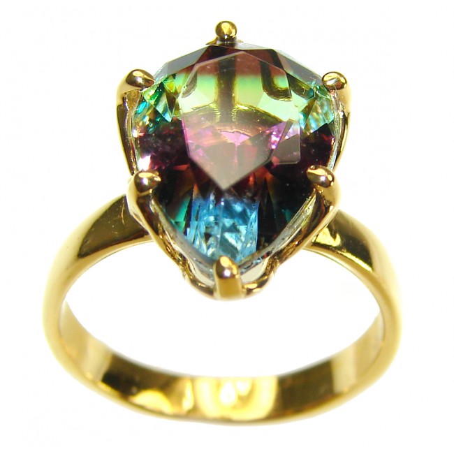 Brazilian Tourmaline 18K Gold over .925 Sterling Silver Perfectly handcrafted Ring s. 7 1/2