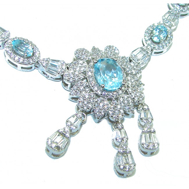 A Wild Ocean genuine Swiss Blue Topaz .925 Sterling Silver handmade necklace